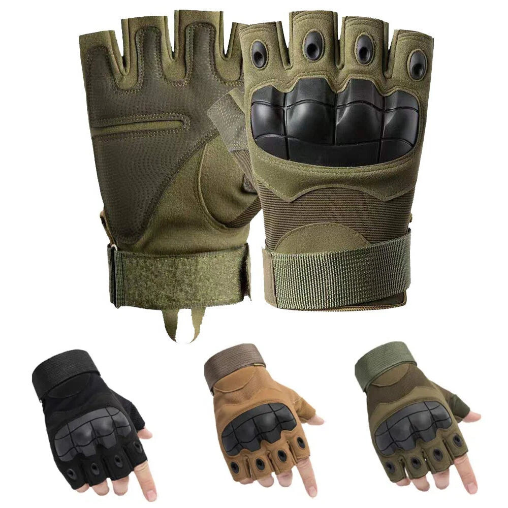 Tactical Gloves for Military Training - Fingerless, Knuckle Protection