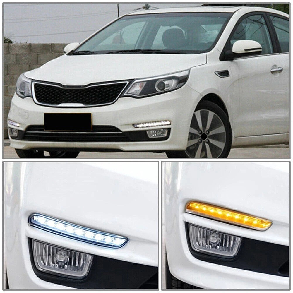 2X LED Daytime Running Lights for KIA K2 (2015–2016) DRL Pure White