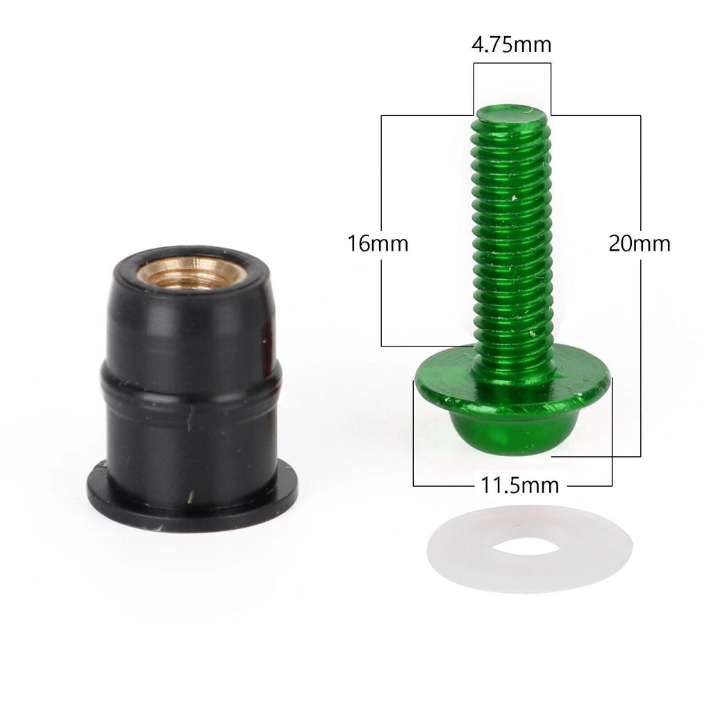 10 Pack Wind Screen Shield Screws & Washers for Motorcycle (M5x16mm)