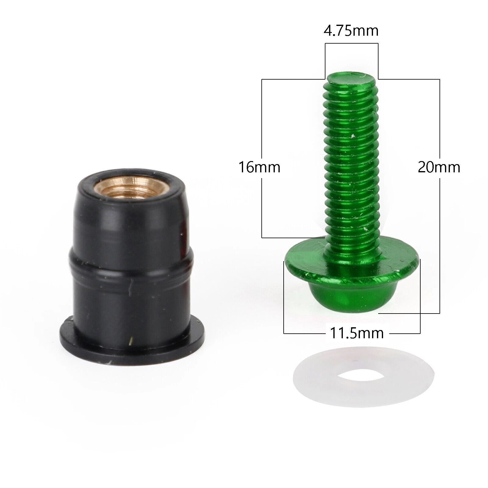 10 Pack Wind Screen Shield Screws & Washers for Motorcycle (M5x16mm)