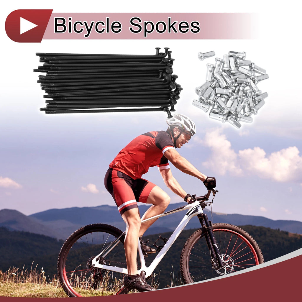 Bicycle Wheel Spoke Set 100mm Steel 45 Black for 12G 36 Pack