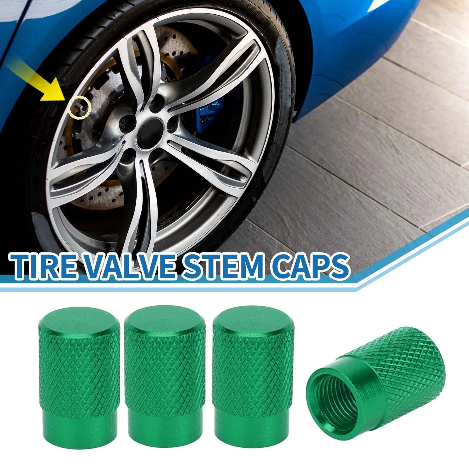 Tire Valve Stem Caps Replacement for Car SUV Bike RV 4 Pack (Universal)