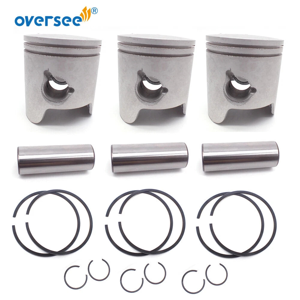 3Pcs Piston & Ring 6K5-11631 6K5-11601 STD for Yamaha Outboard 60HP (2T)
