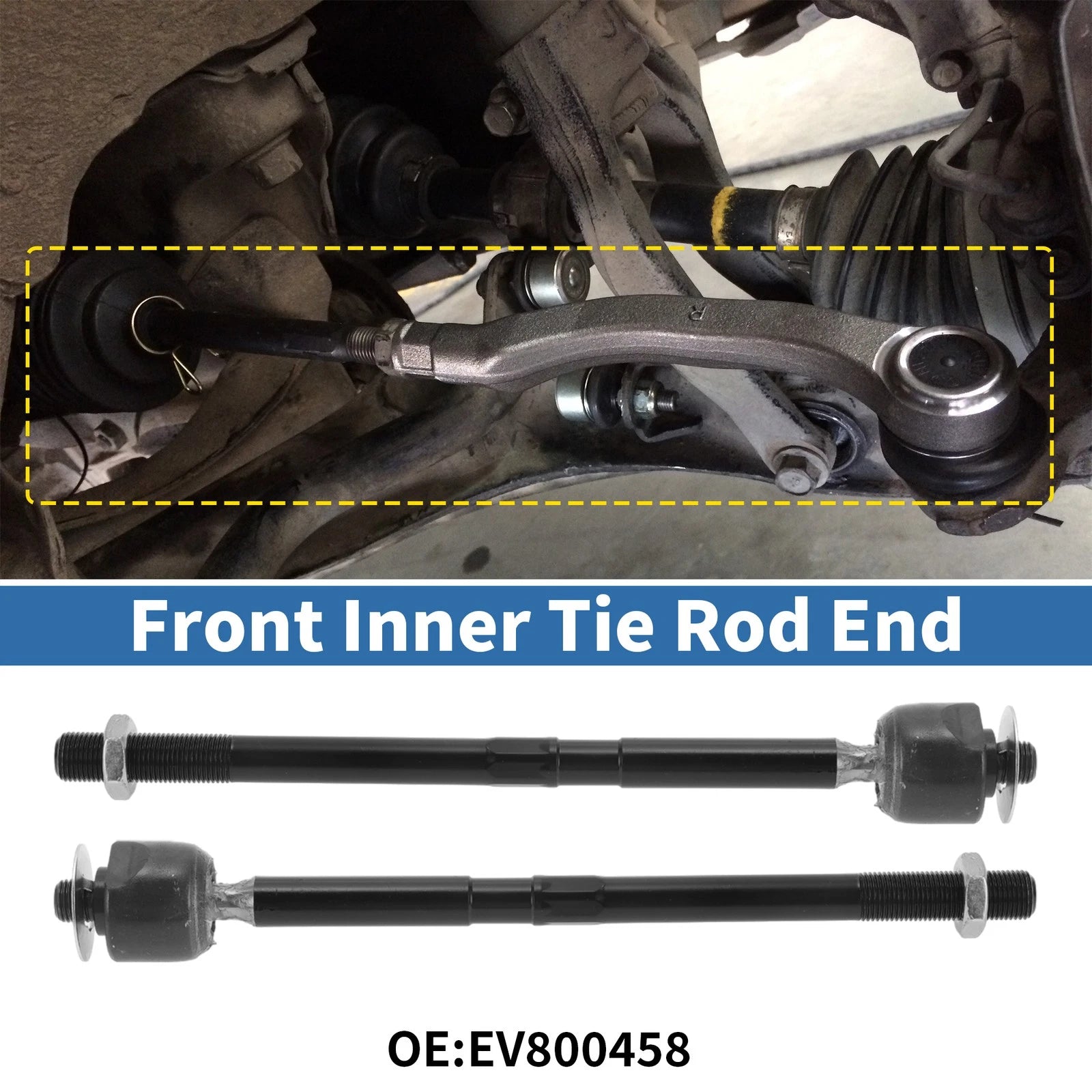 2X Front Inner Tie Rod End Links for Volvo S40 (2004–2011) EV800458