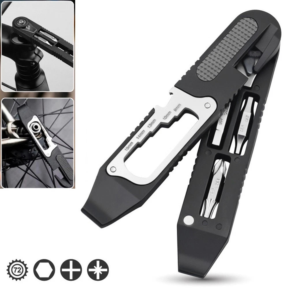 Metal Multifunctional Tire Lever Ratchet Wrench Screwdriver Bit Tool
