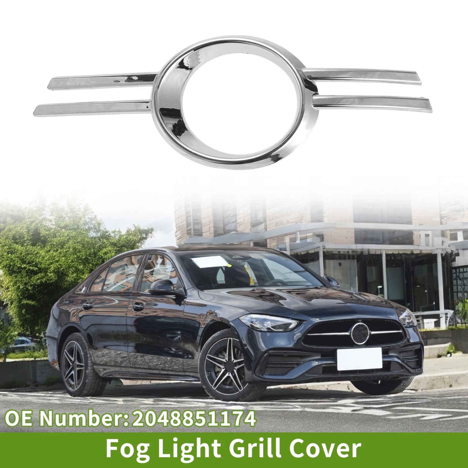 Left Front Fog Light Grill Replacement for Mercedes-Benz C-Class (2007–2011)
