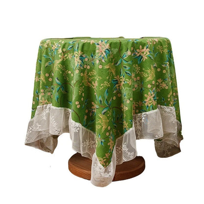 Vintage Floral Polyester Tablecloth for Rectangular/Square Tables