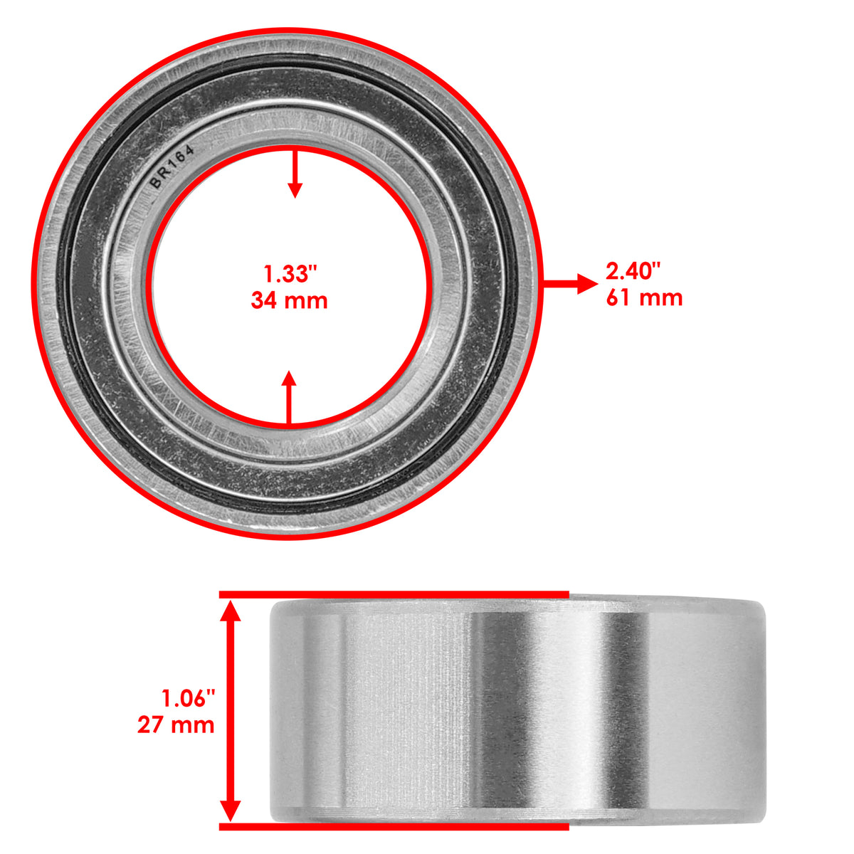 Double Row Angular Ball Bearings 2RS Replacement for DAC 20-1056 (34-61-27)