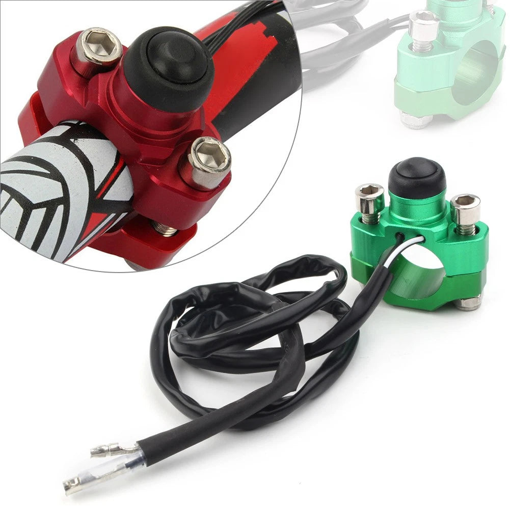 Rotating Bar Clamp Start Stop Kill Switch Button for 7/8" 22 Handlebar Green