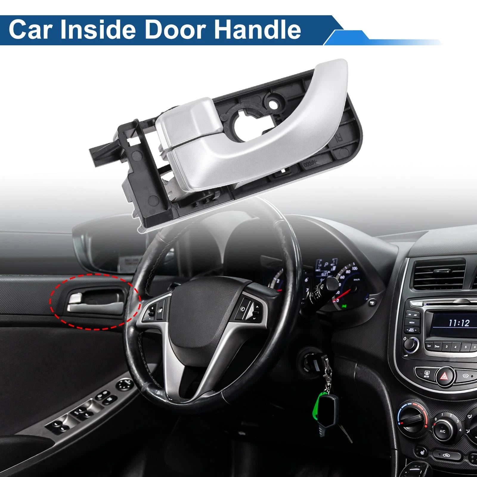 Rear Left Interior Door Handle Replacement for Hyundai Sonata (2015–2019)