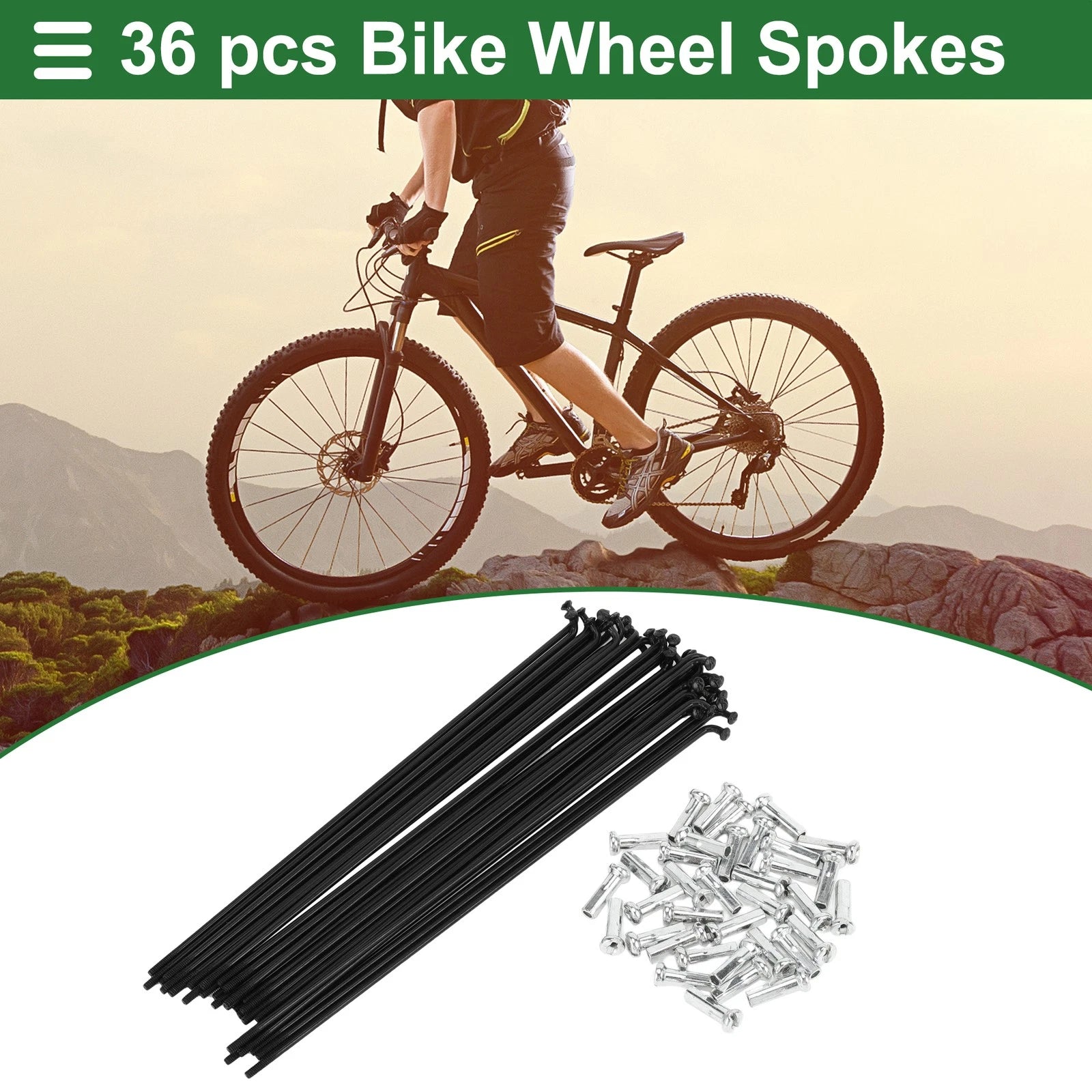 Bicycle Spokes Nipple Replacement Set 14G 169mm Carbon Steel for Universal