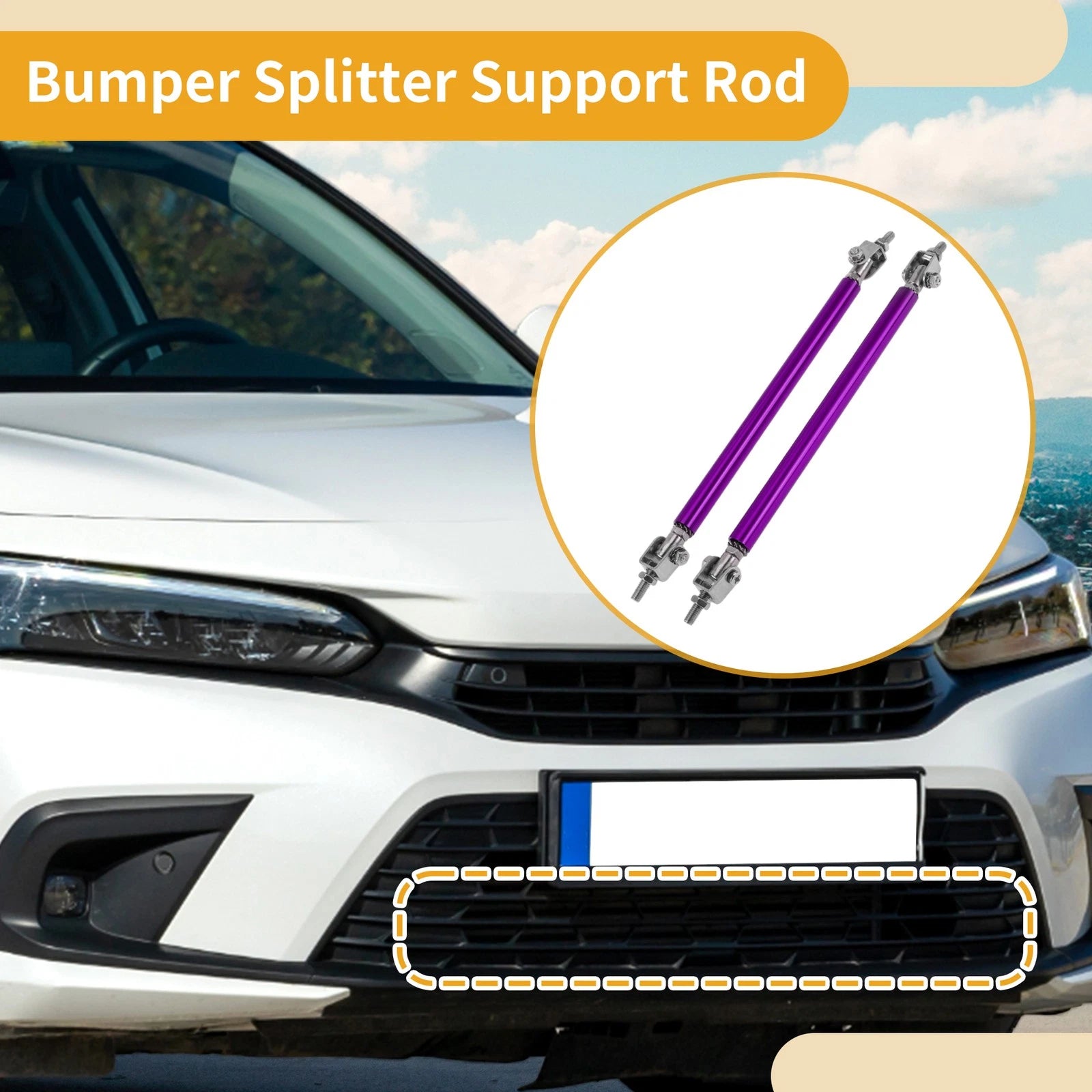 2X Adjustable Front Bumper Lip Splitter Strut Rod Tie for Universal Vehicles