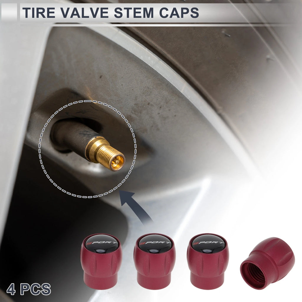 Tire Valve Stem Caps Dust Covers for Motorbike Bicycle 4 Pack (Red)