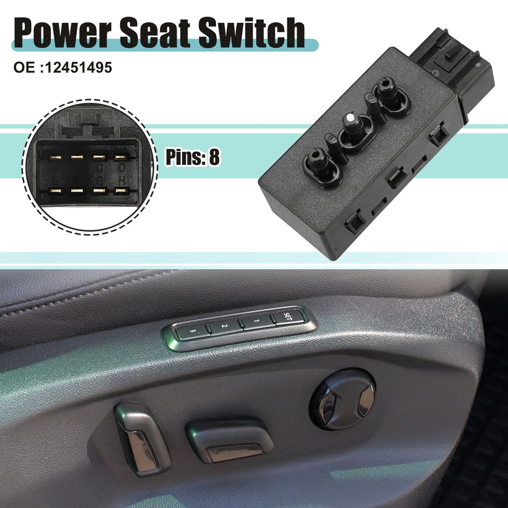 Power Seat Switch Front Left 6 Way Replacement for Chevrolet Avalanche (2007–2013)