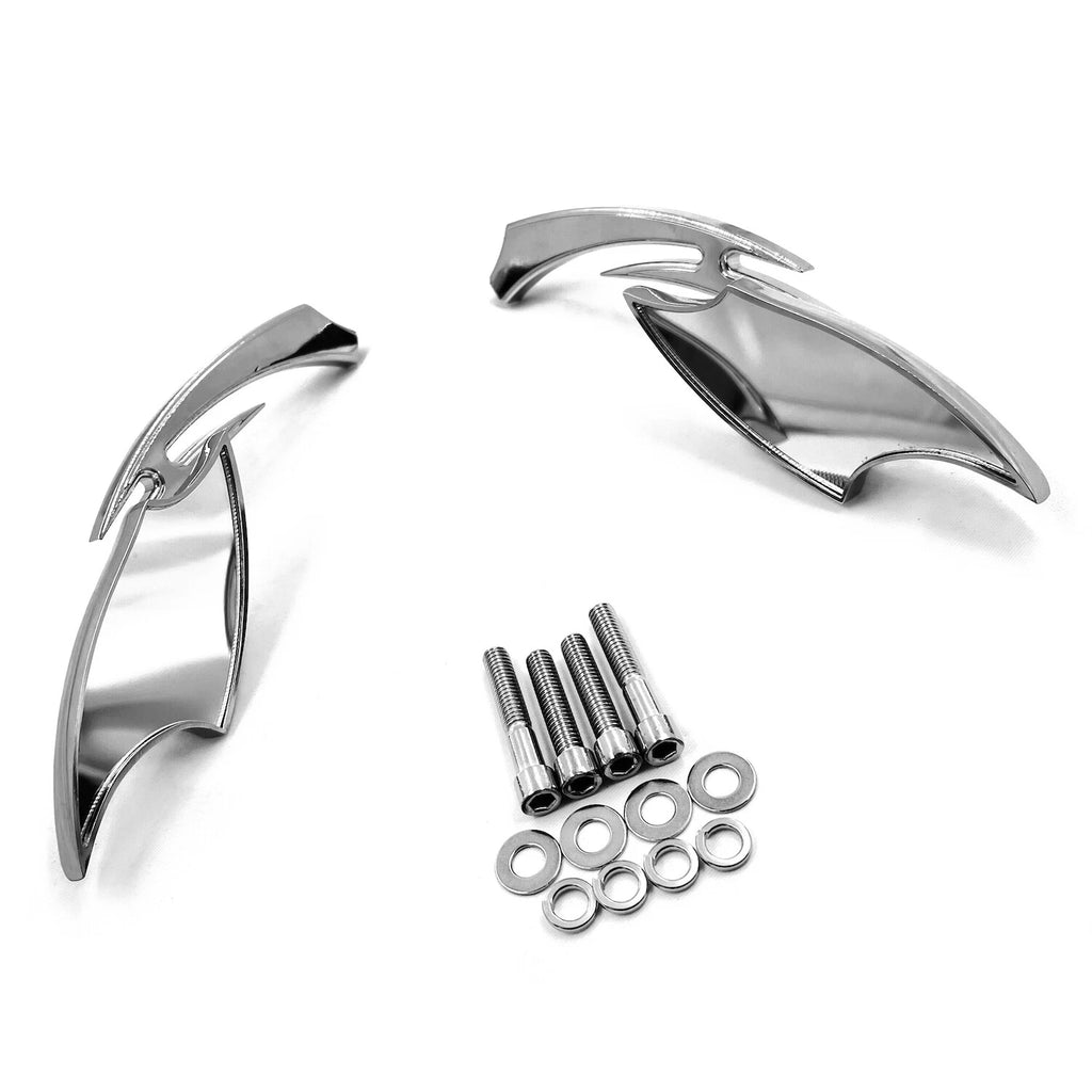 Chrome Rear View Side Mirrors for Universal Fit (8mm, 10mm)