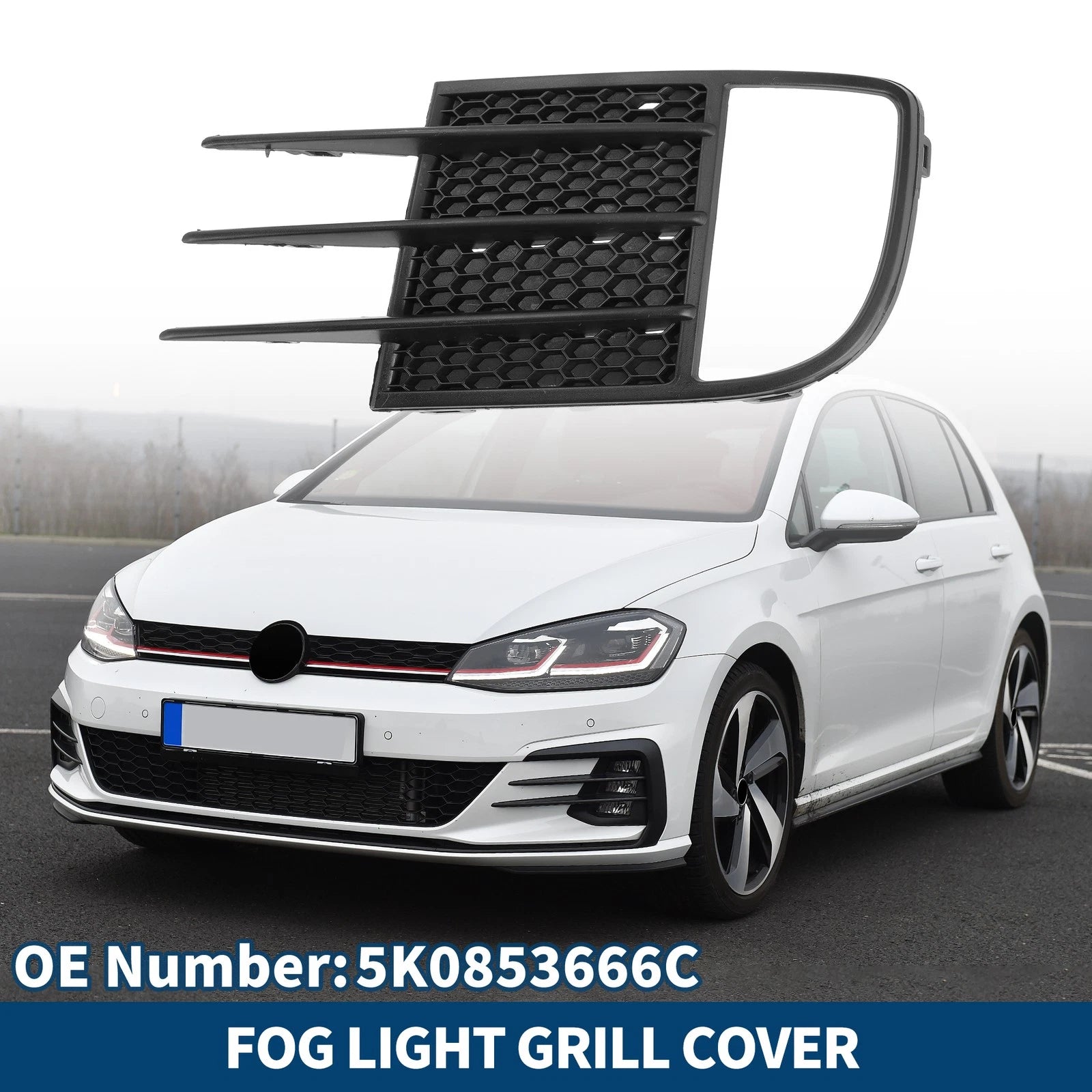 Front Left Fog Light Grill Replacement for Volkswagen GTI (2010–2014)