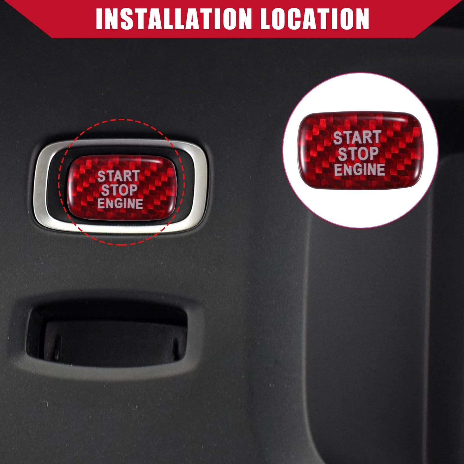 Carbon Fiber Pattern Engine Start Stop Button Cover for Volvo S60 (2011–2019)