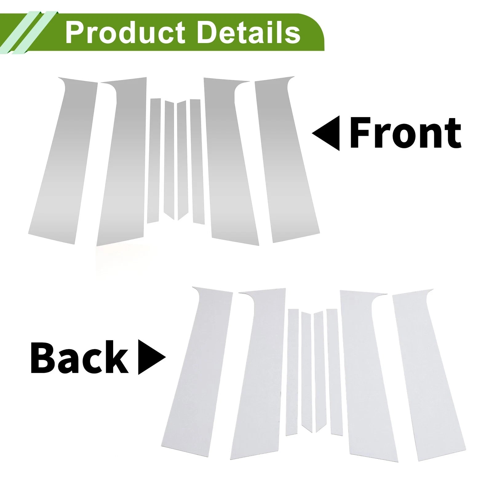 Pillar Window Trim Kit 8 Pieces for Chevy Trax (2015–2020) Silver Tone