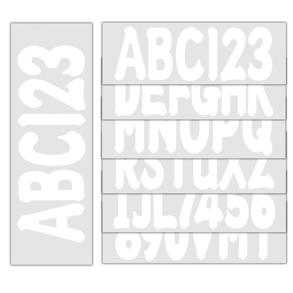 Set of 4 Boat Registration Decals A-Z & 0-9 White