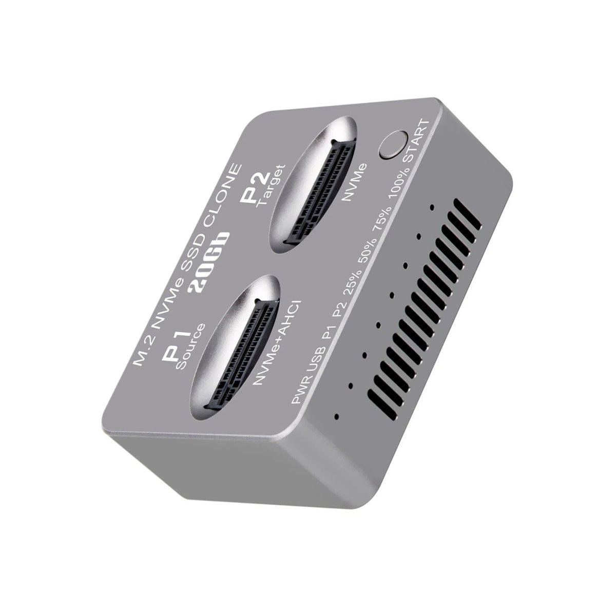 Dual-Bay M.2 NVME SSD Clone Enclosure for Windows (Gen2X2 20Gbps)