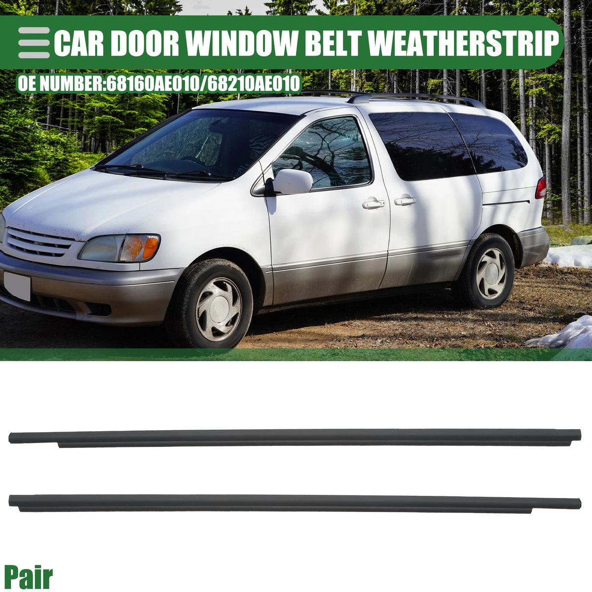 Door Window Belt Weatherstrip Pair Front Left Right for Toyota Sienna (2004–2010)