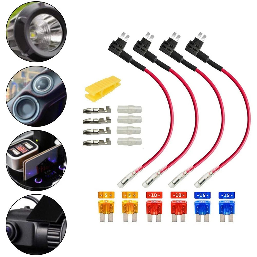 4Pcs AddACircuit Fuse Holder & Wire Harness for Universal Applications