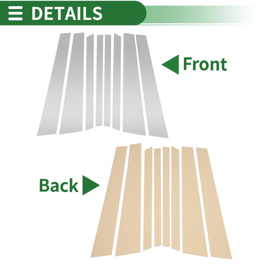 Door Pillar Window Trim 8 Pc for BMW X5 (2014–2018) Silver Tone