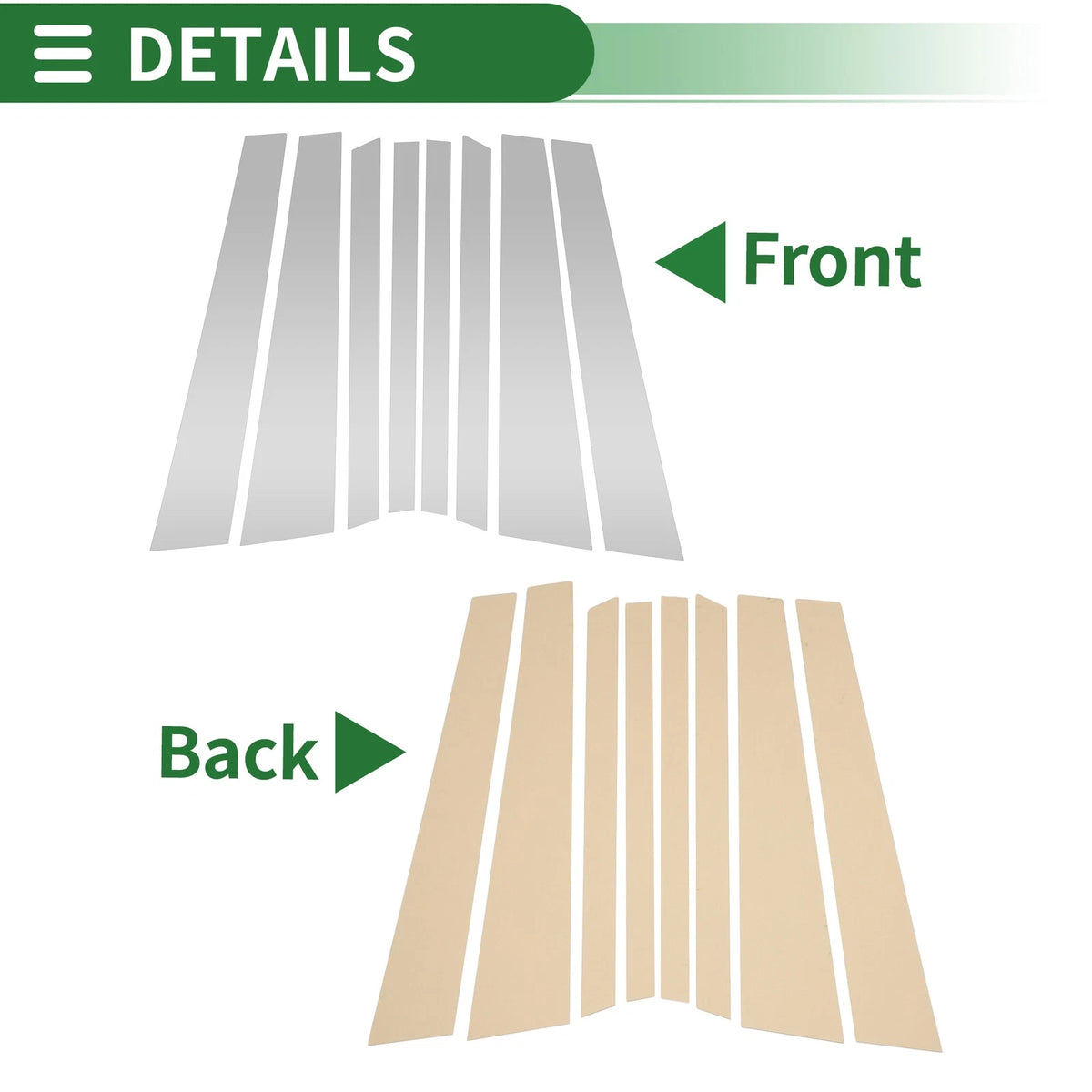 Door Pillar Window Trim 8 Pc for BMW X5 (2014–2018) Silver Tone