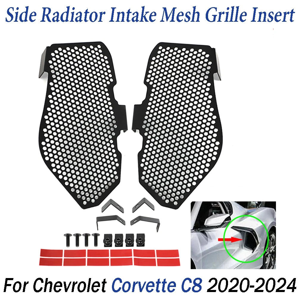 Side Radiator Intake Grille Guards Mesh Insert for Chevy Corvette C8 (2020–2024)