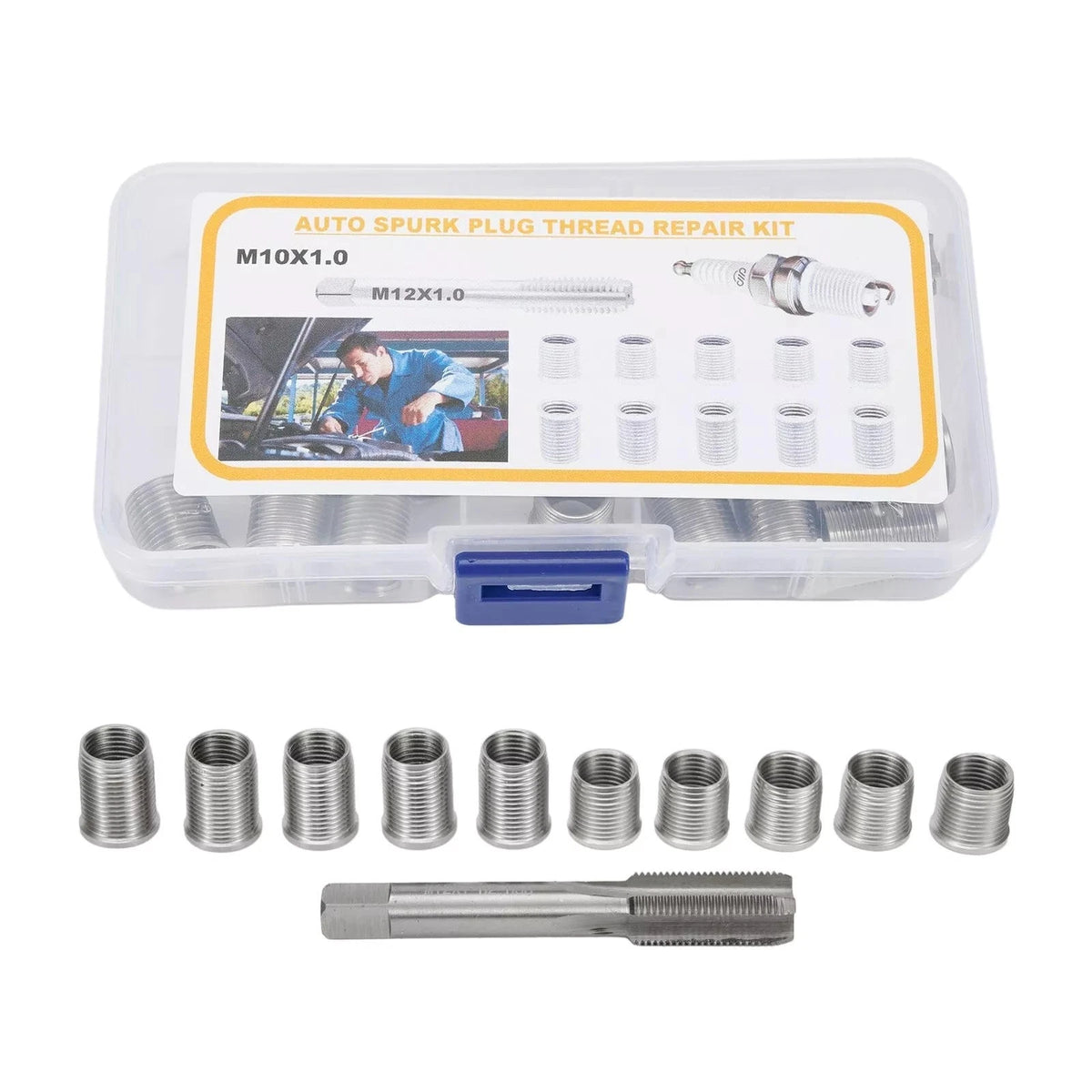 Set of 1 Universal Spark Plug Thread Repair Tool with M10x1.0 Inserts