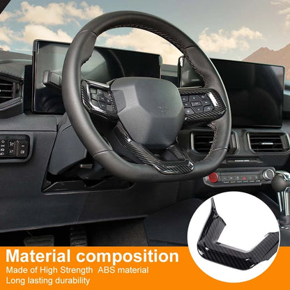 Carbon Fiber Interior Steering Wheel Trim Cover for Ford Mustang 24+ Accessories