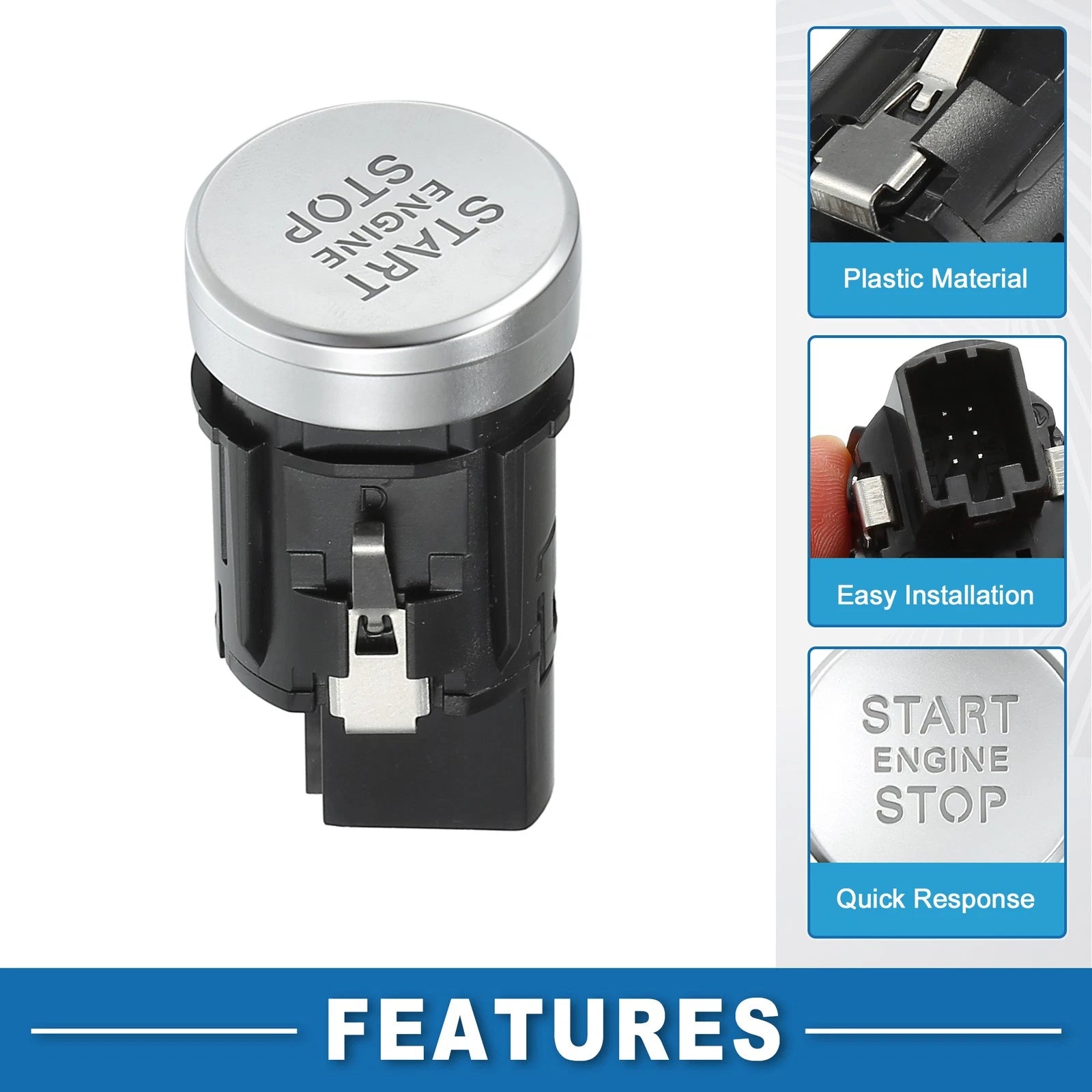 Engine Start Stop Switch Button for Audi A6 (2016–2018) Silver Tone