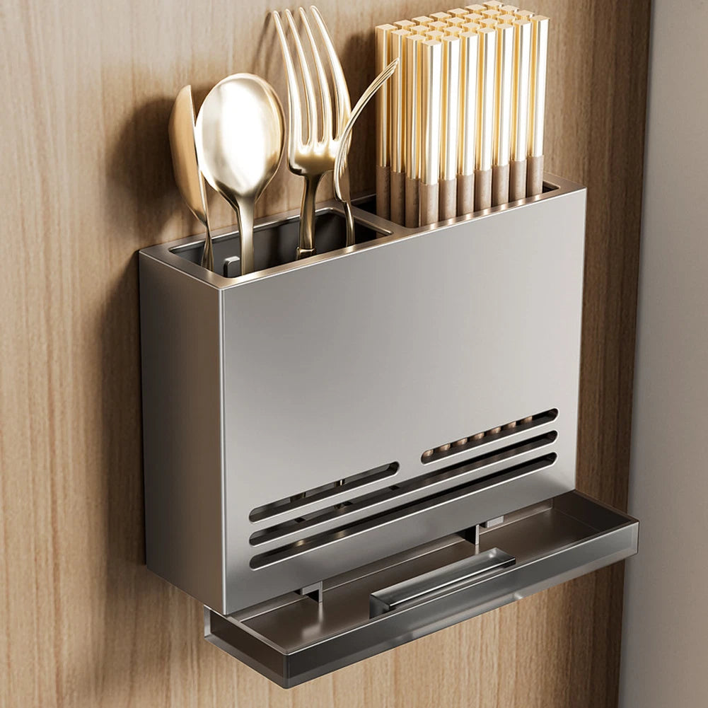 Cutlery Holder with Drain Tray & Chopstick Organizer for Kitchen