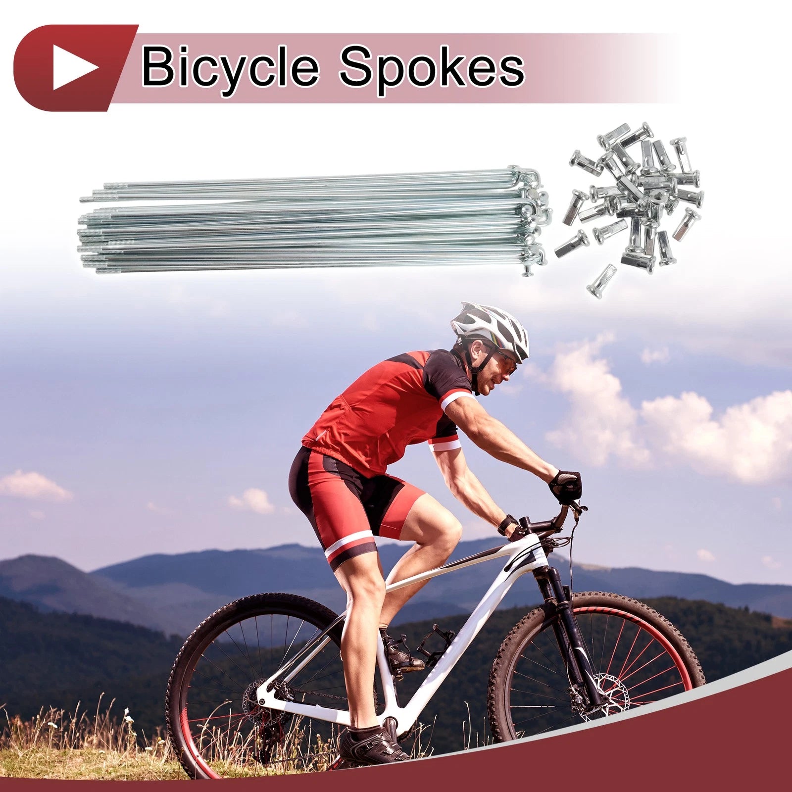 Bicycle Spokes 170 mm Carbon Steel Galvanized for 12G Wheel Replacement
