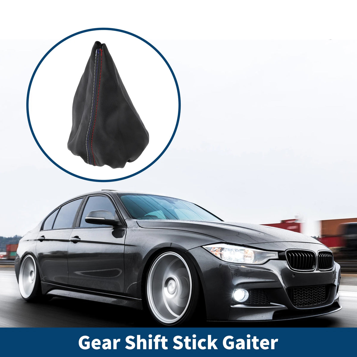 1 Pc Gear Shift Gaiter for BMW E30 (1982–1994) - Black Leather, 3 Color Lines