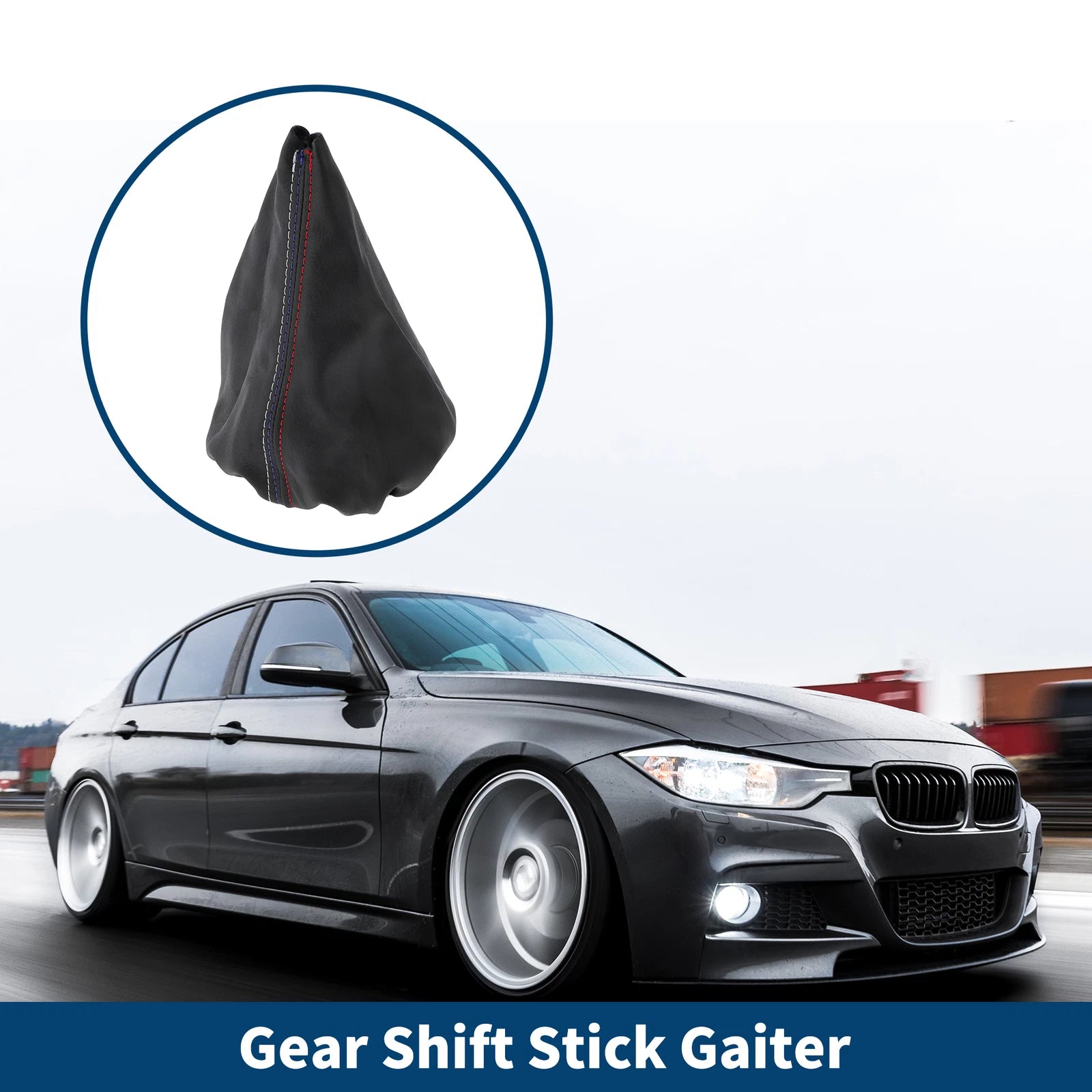 1 Pc Gear Shift Gaiter for BMW E30 (1982–1994) - Black Leather, 3 Color Lines
