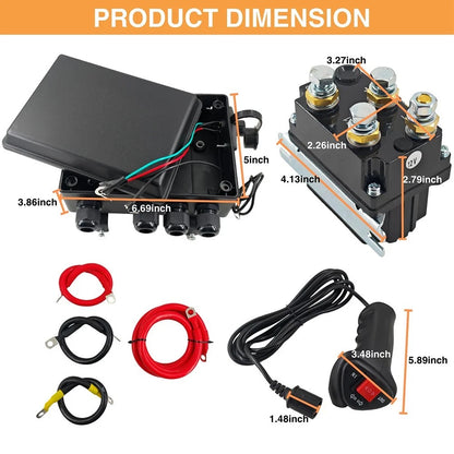 12V 500A Winch Relay Kit for Universal Applications (12V DC Input)