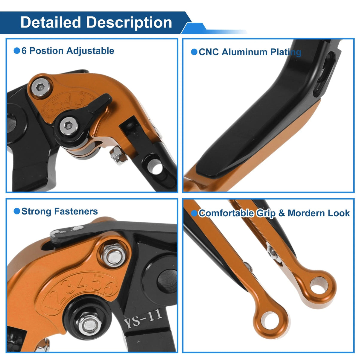 Adjustable Brake Clutch Levers for Honda X11 (1999–2002) Orange Black