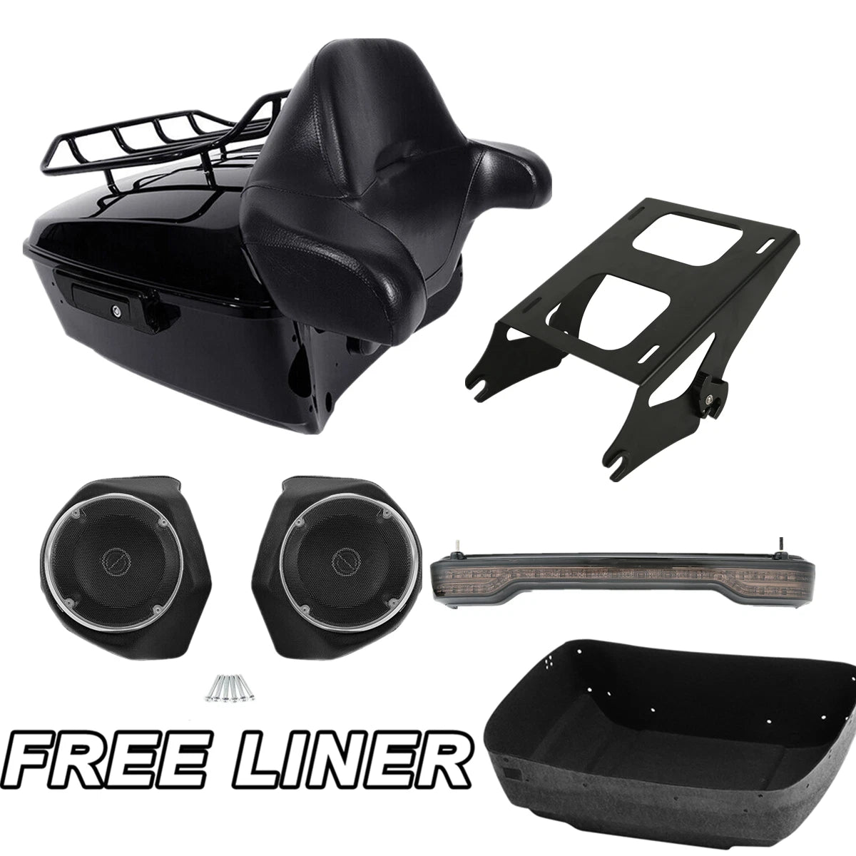 Trunk Mount Rack Light Speakers Pad for Harley Touring (2014–2026) Black