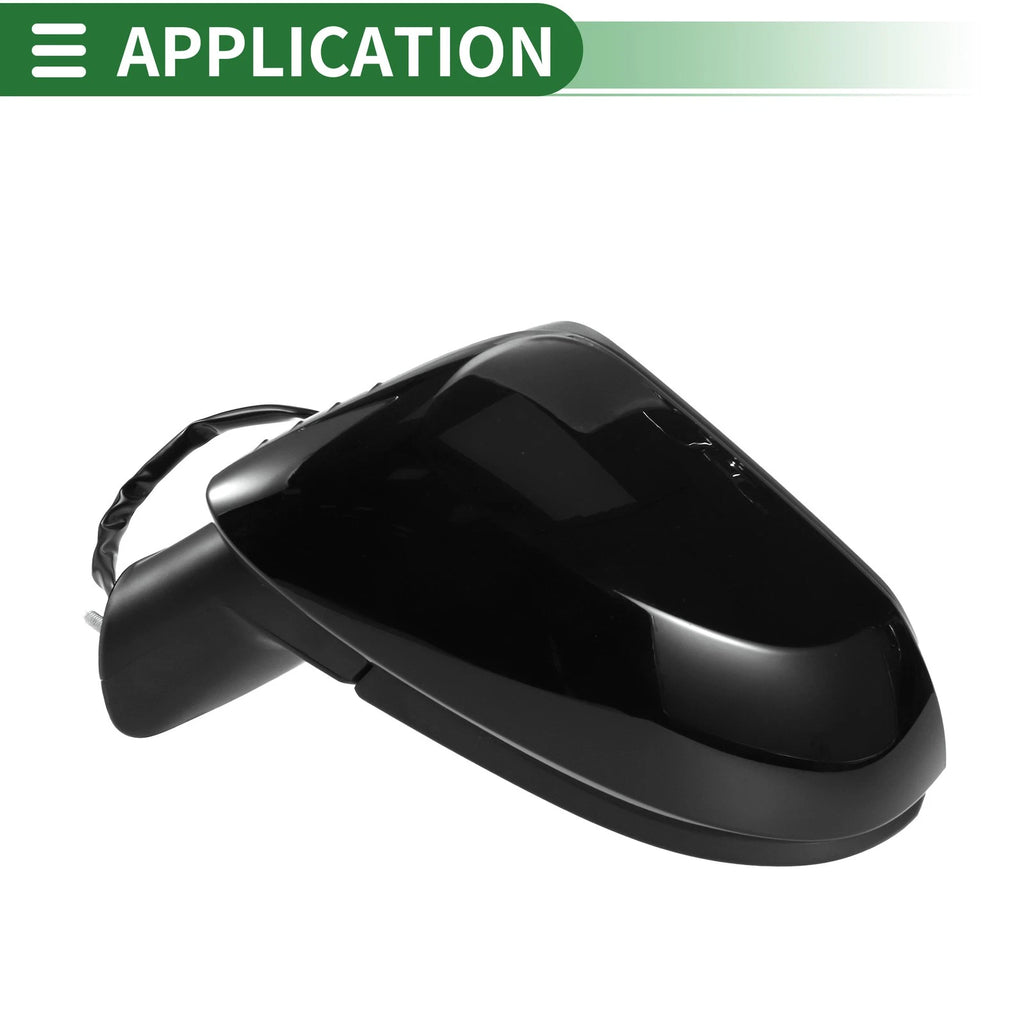 Left Side Door Mirror Replacement for Toyota Corolla Manual Folding Gloss Black (2005–2015)