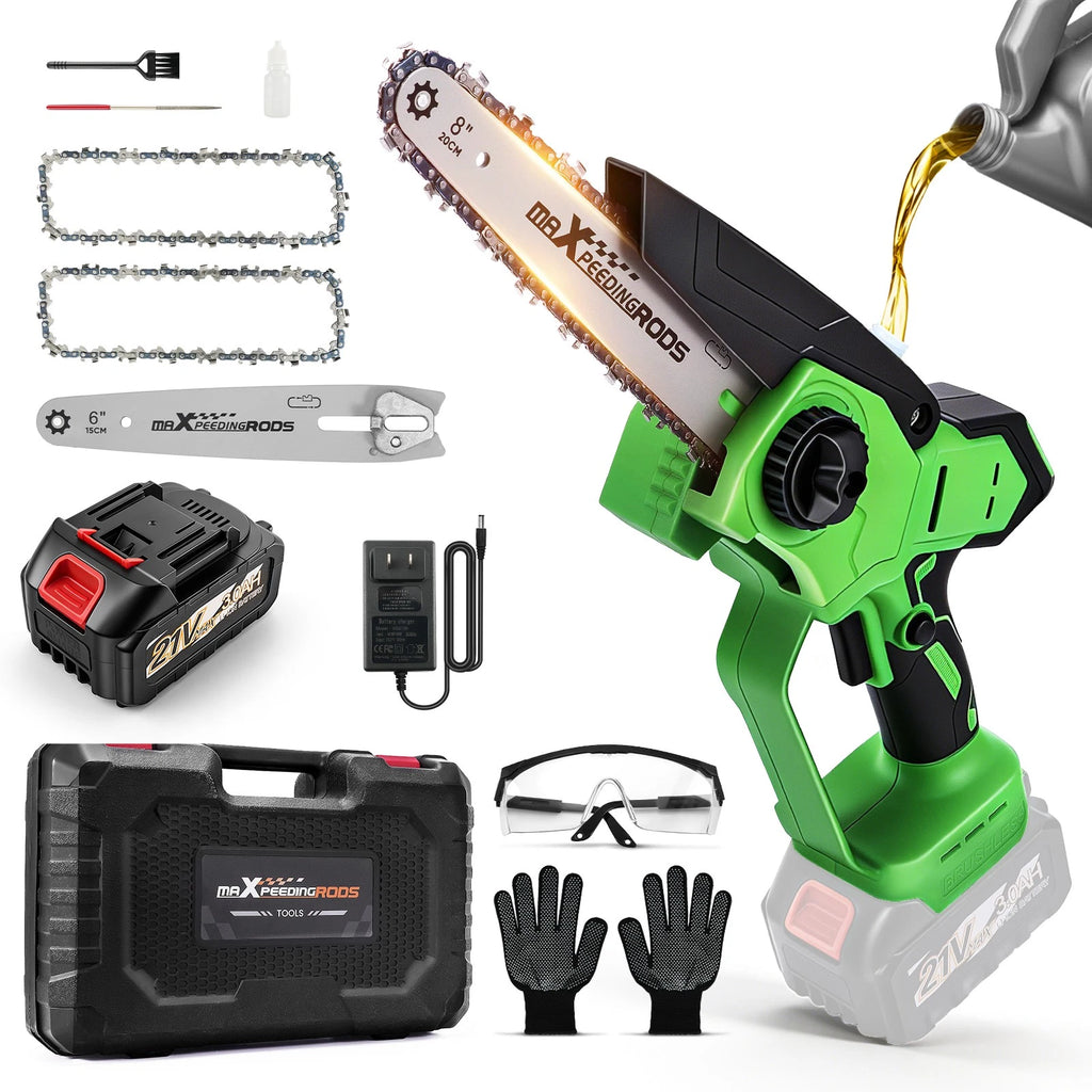 6" & 8" Cordless Mini Chainsaw (1200W) - Brushless Motor, Battery Powered