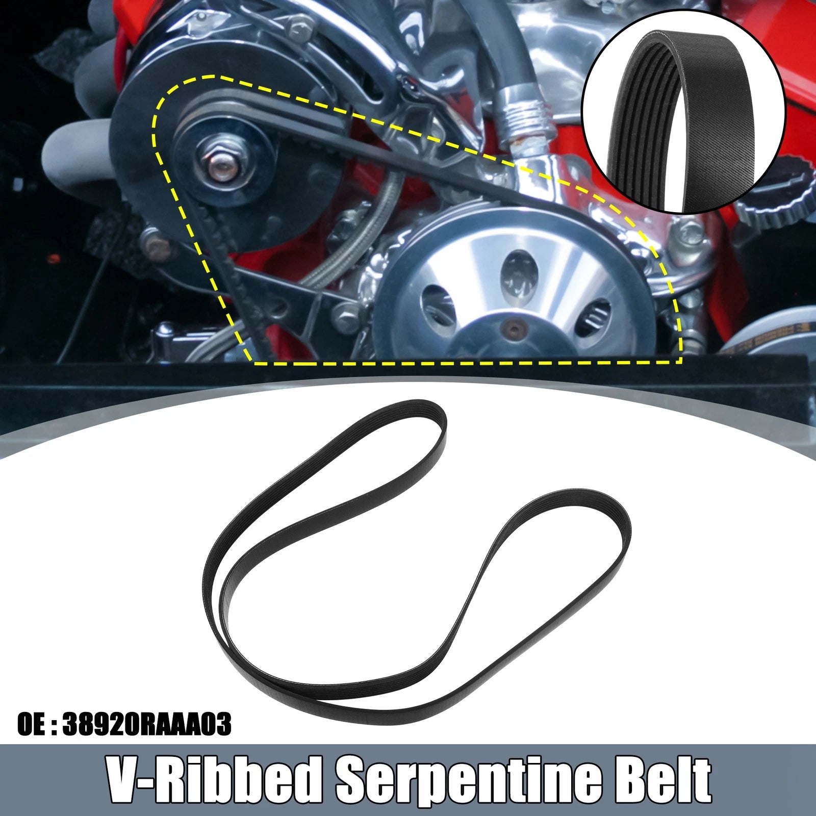 V-Ribbed Serpentine Drive Belt Replacement for Honda Accord (2003–2007)