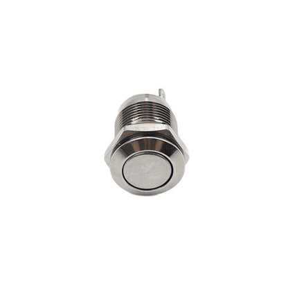 12mm Momentary Flat Metal Push Button Switch for DC12-24V (1NO, 2 Pins)