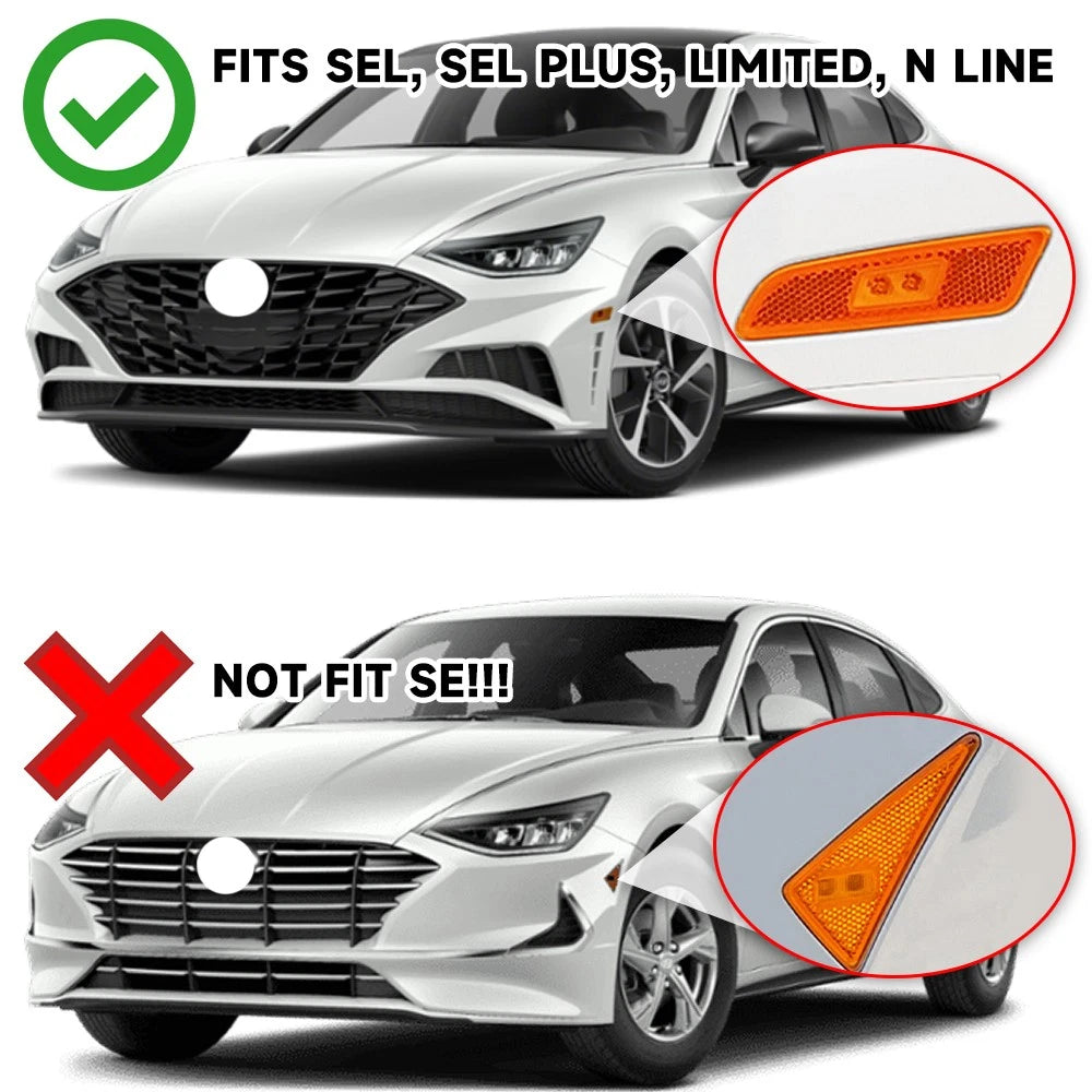 Smoked LED Front Bumper Side Marker Light 2pc for Hyundai Sonata (2020–2023)