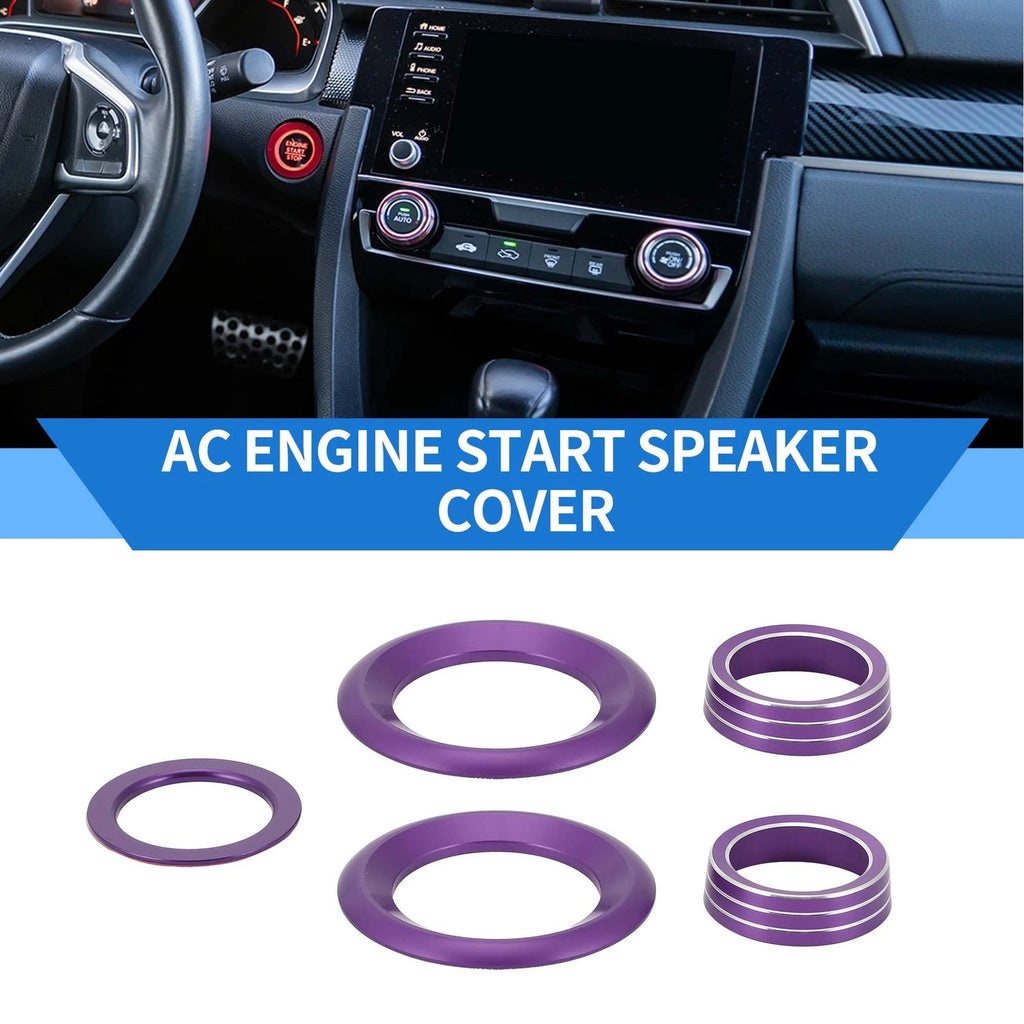 Engine Start Speaker Knob Cover Ring Set for Honda Civic (2016–2021)