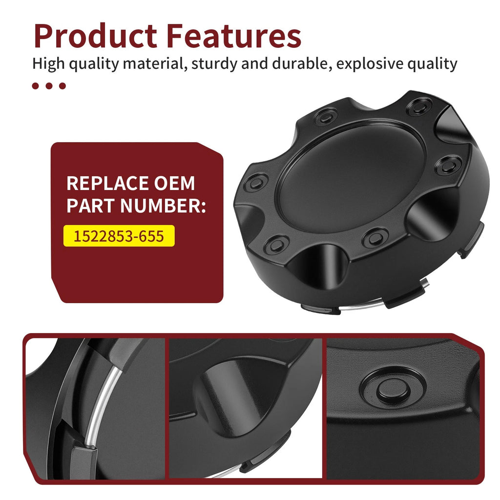 Set of 4 Black Rim Hub Caps for Polaris RZR XP 1000 (2017–2022) #1522853-655