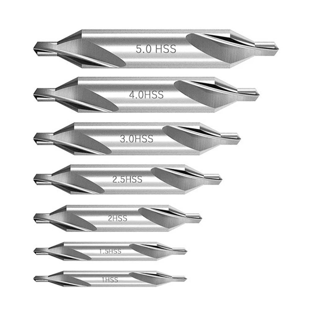 7pc Double Sided Ground Center Drill Bit Set for Consistent Angles