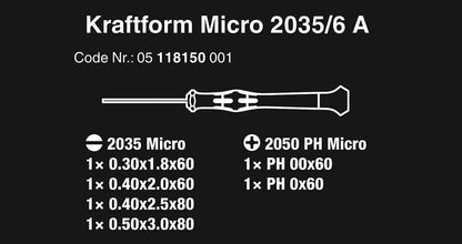 6-Piece Micro Screwdriver Set for Wera 05118150001