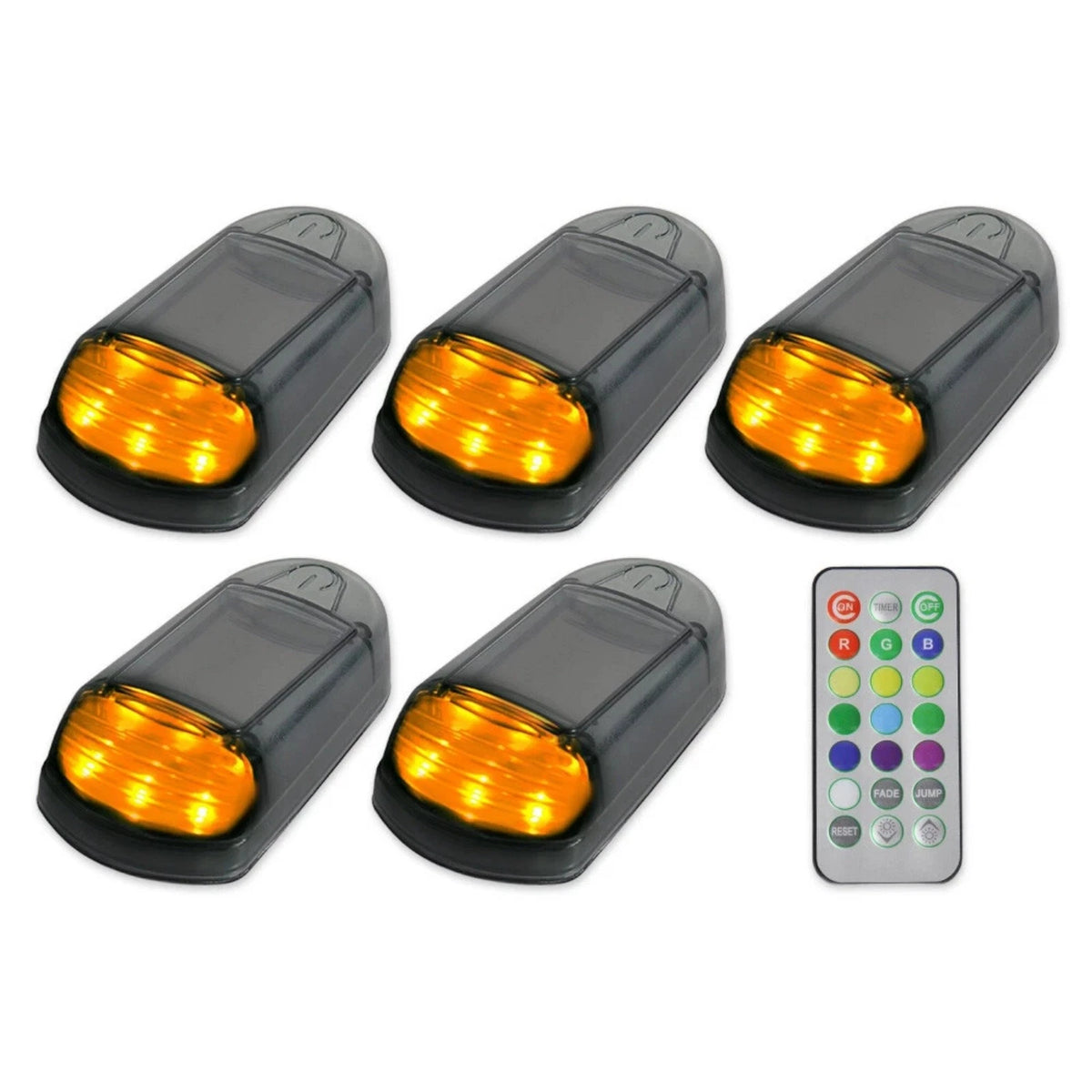 5X Amber LED Roof Cab Lights for Trucks (Solar, Vibration Sensor)