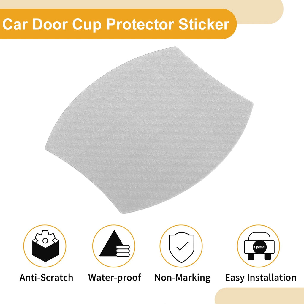 3D Car Door Cup Protector Sticker for Universal Fit (90x100mm) - Silver Tone